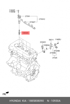 Свеча зажигания KIA Rio (11-) OE 1885808090 HYUNDAI KIA