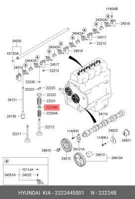 Колпачок HYUNDAI HD65,72,78,County дв.D4AL ЕВРО-2,D4DB,D4DD маслоотражательный ( 2222445001 HYUNDAI KIA