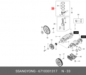 Поршень двигателя SSANGYONG Actyon (10-),Actyon Sport (12-) (A-GRADE) (D20) (с п 6710301317 SSANG YONG