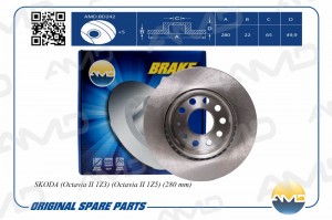 Диск тормозной передний (280 mm) SKODA Octavia II 1Z3, Octavia II 1Z5, 280 mm AM AMD.BD242 AMD