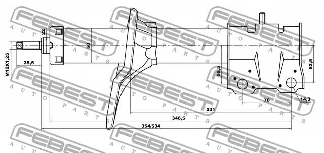 Амортизатор передний MITSUBISHI LANCER 03-08 04665579F 04665579F FEBEST