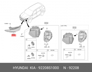 Огни ходовые дневного света HYUNDAI Santa Fe (18-) правая OE 92208S1000 HYUNDAI KIA