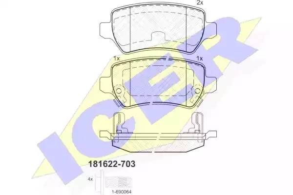 181622-703 колодки дисковые задние !\ Opel AstraG 1.8-2.2DT 01-04/Zafira 2.2i/DT 181622703 ICER