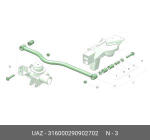 Сайлентблок УАЗ-3160,Хантер,Патриот поперечной тяги (ОАО УАЗ) 316000290902702 UAZ UAZ