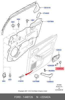 Заглушка FORD Mondeo (07-) ручки двери внутренней OE 1 448 126 FORD