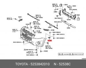 кронштейн бампера! переднего левый\ Toyota RAV4 08-12 52538-42010 TOYOTA