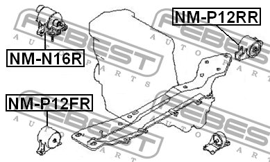 Опора двигателя задняя NISSAN PRIMERA P12 02-07 NM-P12RR NM-P12RR FEBEST