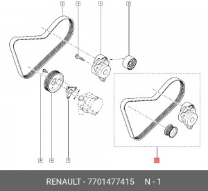 Ремень приводной поликлиновой RENAULT Master OPEL Movano,Vivaro комплект с ролик 7701477415 RENAULT