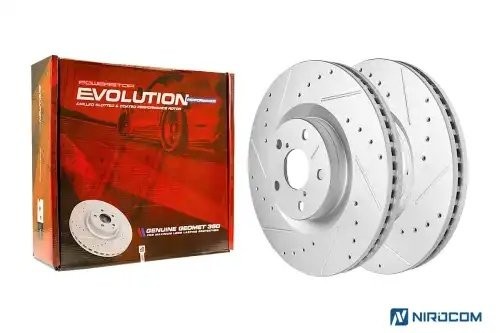 Передний левый тормозной диск Evolution с перфорацией и насечками, в покрытии GE JBR1568 POWERSTOP