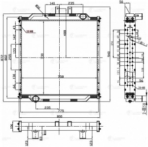 Радиатор МАЗ-5340В2,5550В3,5440В3 алюминиевый дв.ЯМЗ-5363.10,5361.10,536.10 ЕВРО LRC 1250 LUZAR