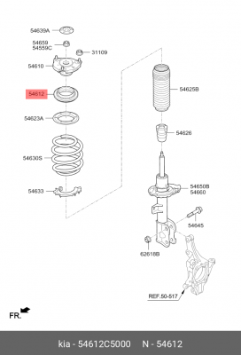 подшипник опоры амортизатора!\ Hyundai Santa Fe 12>, KIA Carnival/Sorento 06> 54612C5000 HYUNDAI