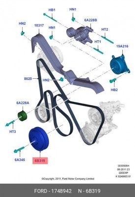 шкив коленвала!\ Ford Transit 2.2-2.4TDCi 16V 06-14 1 748 942 FORD