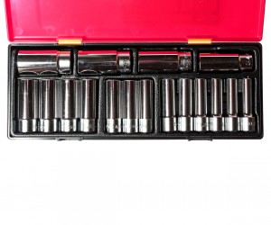 Набор головок торцевых 1/2" 6-ти гранных 10-32мм глубоких 17 предметов в кейсе J JTC-K4171 JTC TOOLS