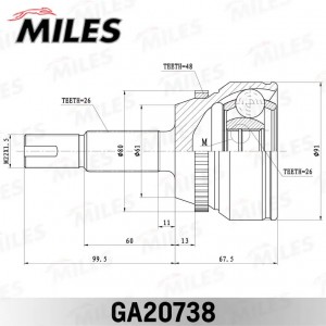 ШРУС наружный TOYOTA CAMRY ACV40/GSV40 2006-2011 GA20738 GA20738 MILES