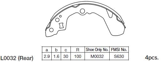 Колодки тормозные барабанные Suzuki Baleno all, Daihatsu Applause 89- K0032 K0032 MK KASHIYAMA