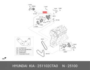 Насос водяной HYUNDAI Genesis G70 (18-) KIA Stinger (18-) (2.0) в сборе OE 251102CTA0 HYUNDAI KIA