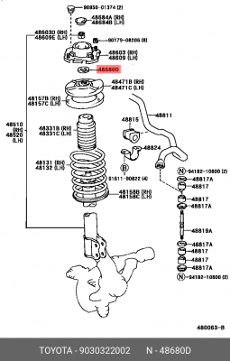 Сальник опоры передней стойки TOYOTA 90303-22002 90303-22002 TOYOTA