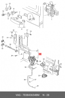 замок! с дистанционным управл.\ VW Transporter 7EA\ 7EB 7E0 843 654 BM VAG