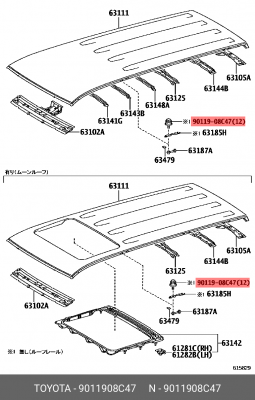 Болт крепления 90119-08C47 90119-08C47 TOYOTA