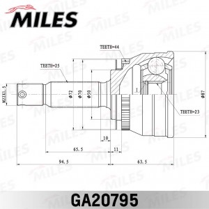 ШРУС наружный HYUNDAI MATRIX 01- 1,5 CRDi (с ABS) (GKN 305410) GA20795 GA20795 MILES