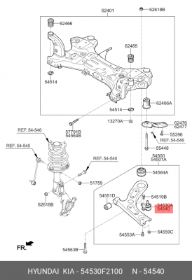 Опора шаровая HYUNDAI Elantra (15-) передняя нижняя правая OE 54530F2100 HYUNDAI KIA