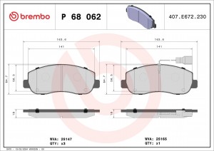 Колодки тормозные P68062 P68062 BREMBO