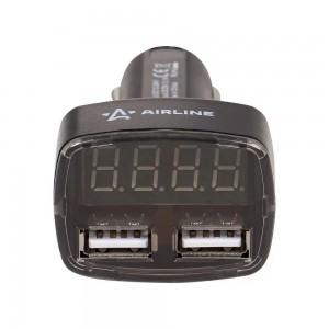 Вольтметр + 2USB 3,1A в прикуриватель 12-24В  AVM-D-02 AVM-D-02 AIRLINE
