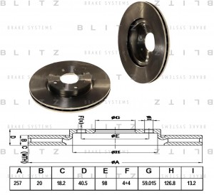 Диск тормозной передний вентилируемый FIAT Bravo/Brava/Tempra/Tipo 90- BS0126 BS0126 BLITZ