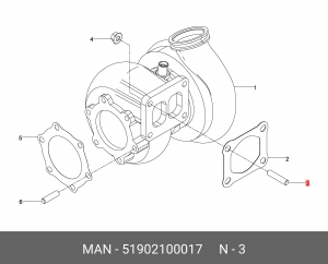Шпилька MAN TGA,TGS,TGX турбокомпрессора (М10х48мм) OE 51902100017 MAN