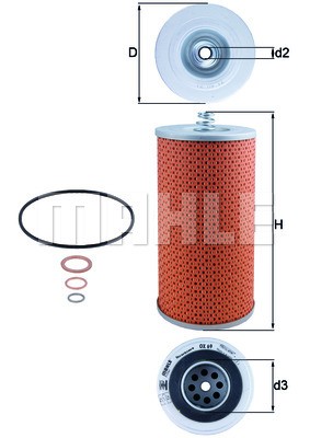 Фильтр масляный MERCEDES (дв.OM421,422,402,403) MAN M90 MAHLE OX69D MAHLE KNECHT