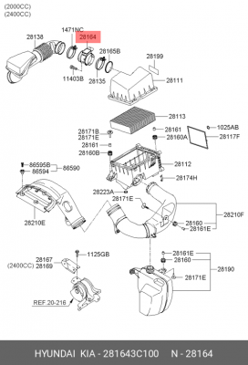 Датчик массового расхода воздуха HYUNDAI Santa Fe (05-) OE 281643C100 HYUNDAI KIA