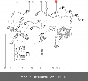 Трубка обратки \Renault Master III, Opel Movano 10> 8200890122 RENAULT