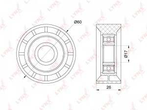 Ролик приводного ремня PEUGEOT Partner (00-) CITROEN Berlingo (00-) натяжной LYN PB-5272 LYNXAUTO