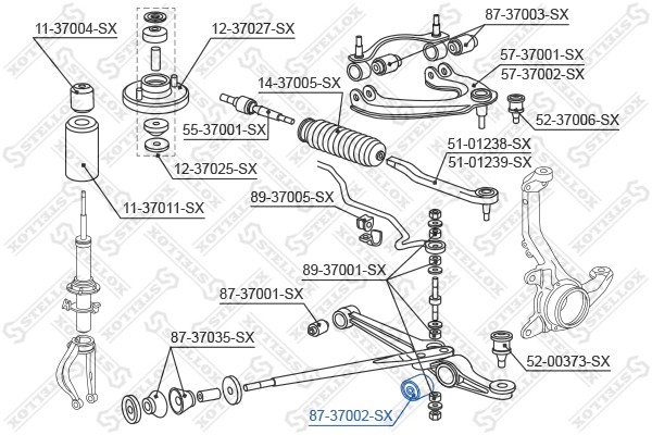сайлентблок нижн. рычага наружн.!\Honda Civic all <95/CRX all 88-97 87-37002-SX STELLOX
