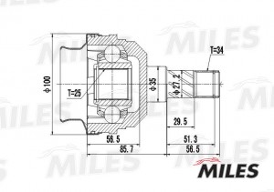 ШРУС внутренний OPEL ASTRA/KADETT/VECTRA/SAAB 900 1.7D-2.5 91- (GKN 301144) GA10 GA10022 MILES