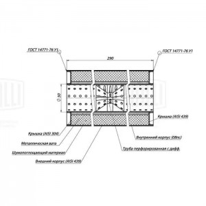 Пламегаситель универс. 100/290-50 с перф. диффузором (нерж. сталь) (ESM 10029050 ESM 10029050D TRIALLI