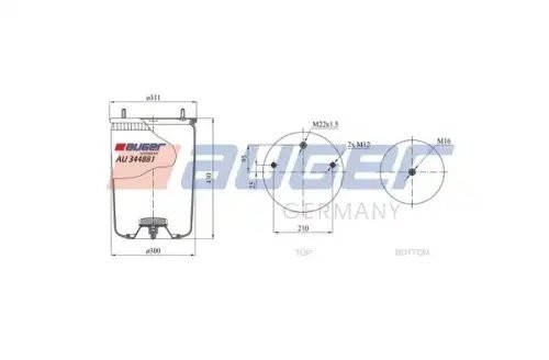 Пневморессора без стакана BPW 36 K AU 344881 AUGER
