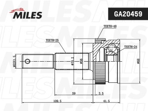 ШРУС наружный Nissan X-Trail (T32) / Nissan Qashqai (J11) 2.0 (144 лс) 4WD GA204 GA20459 MILES