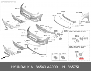 86543AA000 ВОЗДУХОВОД ПЕРЕДНЕГО БАМПЕРА 86543AA000 MOBIS