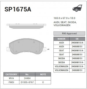 Колодки тормозные дисковые Ford Transit 2.2TDCi/2.4TDCi/2.3 16V 06 SP1675A SP1675A SANGSIN