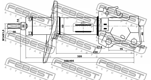 Амортизатор передн левый TOYOTA COROLLA E15/E18 01660298FL 01660298FL FEBEST