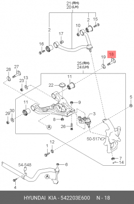 болт развальный!М12 \ Hyundai Solaris 10>/ Tucson 08>/Sonata 10> 542203E600 HYUNDAI