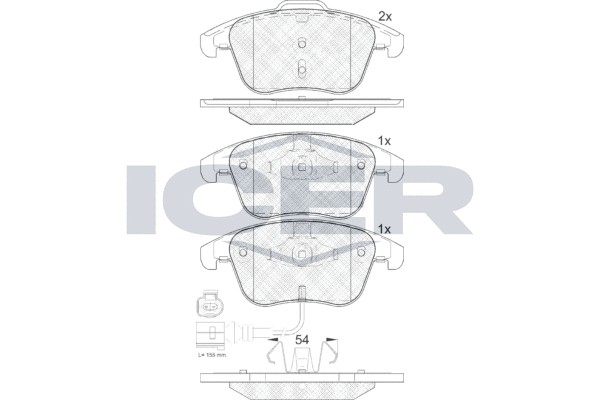 181923 колодки дисковые передние!\ VW Tiguan 1.4TFSi/2.0TDi/2.0TFSi 07> 181923 ICER
