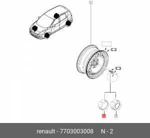 Болт колеса RENAULT Kaptur OE 7703003008 RENAULT