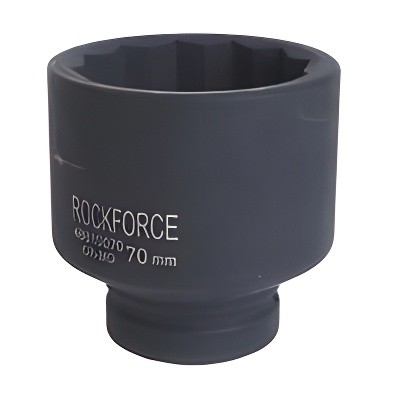 Головка торцевая 1" 70мм 12-ти гранная ударная глубокая L=95мм ROCKFORCE RF-48810070 ROCK FORCE
