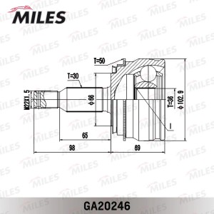ШРУС наружный левый/правый MISUBISHI PAJERO 3.2D 00-01 +ABS GA20246 GA20246 MILES
