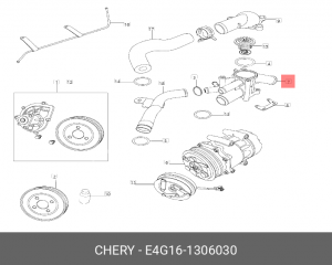 Корпус термостата  E4G161306030 E4G161306030 CHERY