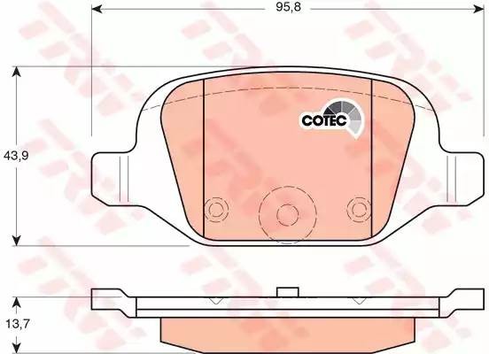 Колодки тормозные ВАЗ-1119 Калина Спорт FIAT 500 задние дисковые (4шт.) TRW GDB1384 TRW