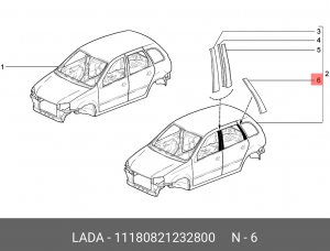 накладка стойки двери задней! задняя правая\ Lada 1118 11180821232800 LADA VAZ