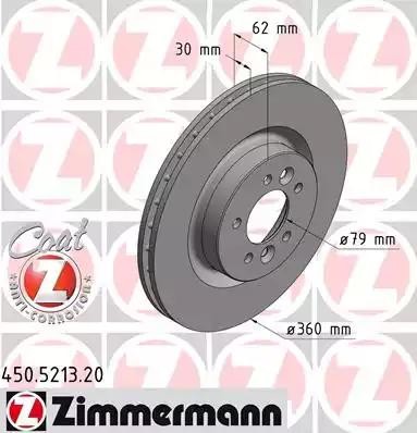 диск тормозной !перед. 360x30/62-5x120 \ Land Rover Range Rover Sport 4.2i 05> 450.5213.20 ZIMMERMANN